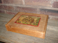 Vieille boite de réglettes et formes en bois. Antique.