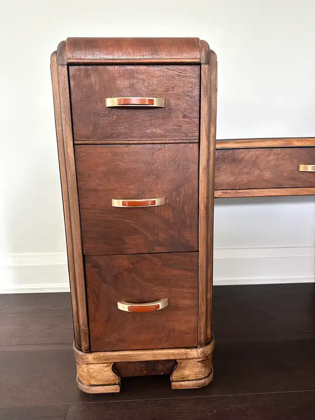 1930s Art Deco Waterfall Child Size Desk / Vanity solid wood in Desks in Oakville / Halton Region - Image 3