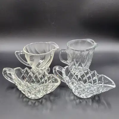 Vintage Creamers Syrup Pitchers Condiment Servers Clear Glass Se, View more