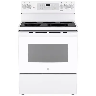 GE 30” 5.0 Cu Ft Electric Range - White, View more