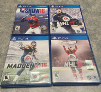 4 PS4 Games lot (NHL16/NHL17/MLB-The Show 16/Madden 15) $15 all