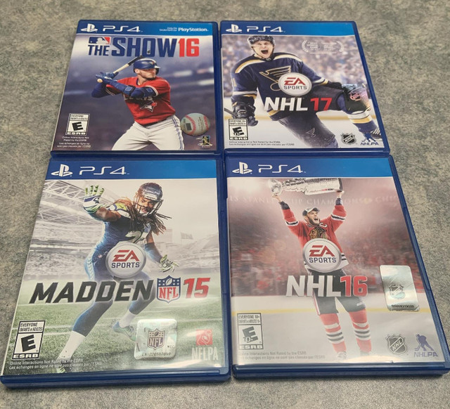 4 PS4 Games lot (NHL16/NHL17/MLB-The Show 16/Madden 15) $15 all in Sony Playstation 4 in Oakville / Halton Region