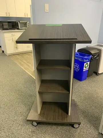 Wooden Podium/Lectern with Wheels and Storage, View more