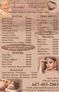 Every service comes with eyebrows free (Sandal Medi Spa)