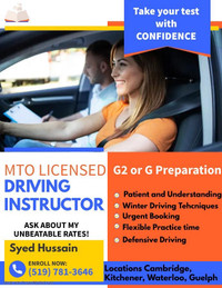 Driving Lessons For G2 & G KITCHENER & CAMBRIDGE  519-781-3646 