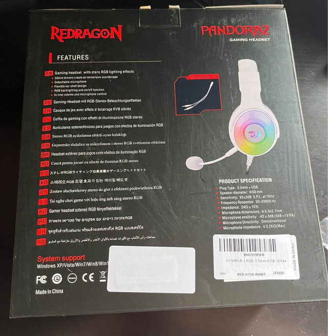 Redragon H350 RGB Wired Gaming Headset, Dynamic RGB Backlight in Speakers, Headsets & Mics in Delta/Surrey/Langley - Image 3