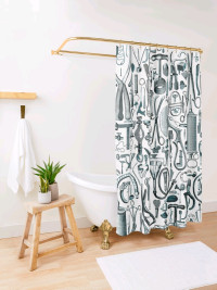 ☆☆gift for Drs! antique medical instruments shower curtain☆☆