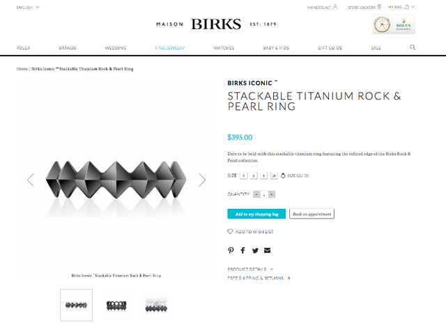 BIRKS Bague en titane Iconic Rock & Pearl in Jewellery & Watches in Longueuil / South Shore - Image 5