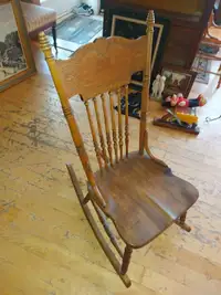 Nice antique Rocker - wooden ornamental Press Back Rocking Chair