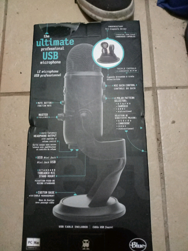 yeti blackout blue ultimate professional USB microphone New in Speakers, Headsets & Mics in City of Toronto - Image 3