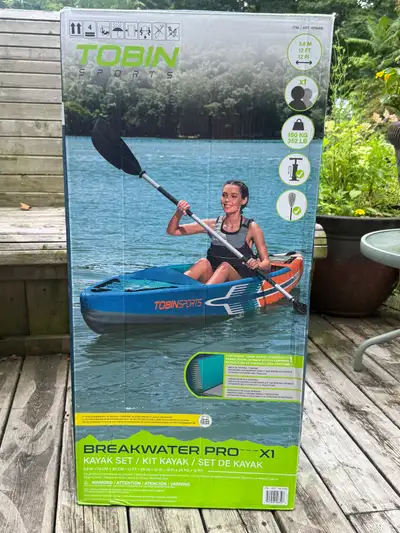 Tobin sports breakwater pro x1 kayak set. FortiFiber drop stitch Adjustable molded foam seat Floor m...