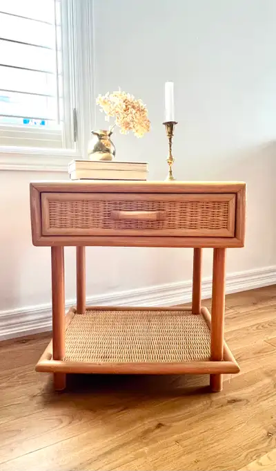 Bamboo Wicker Rattan 2 Tier Table, View more