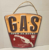 Hanging Metal Gas Sign.  Now Only $10.00.