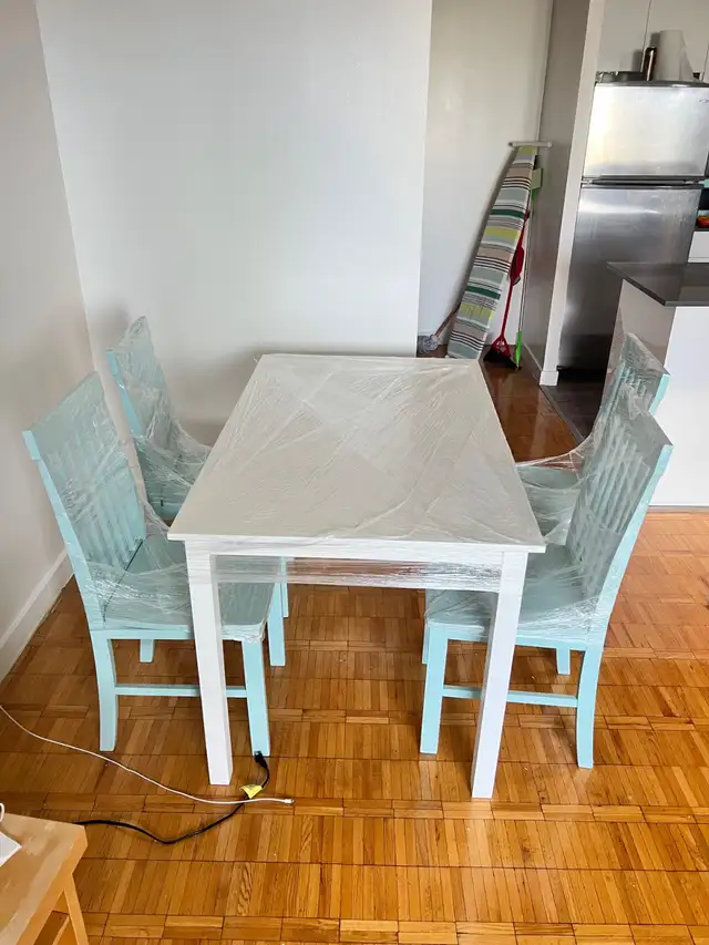 Solid Wood Condo Size Dining Table and 4 Chairs64634280421506121