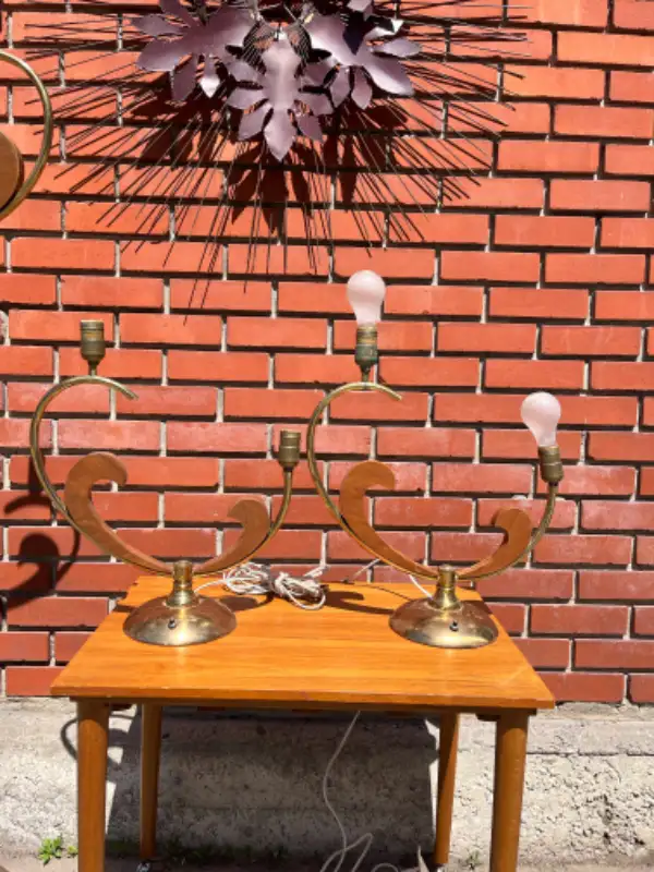 Awesome Rare set of 3 MCM lamps Mid century moderne 1960 in Indoor Lighting & Fans in West Island - Image 3