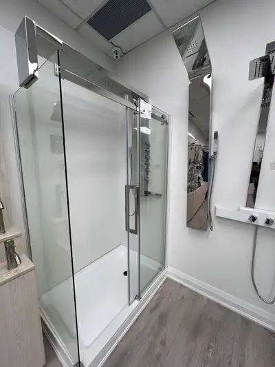 Standard sizes 60”x72” and 48”x 72” Framed and frameless 8mm tempered glass sliding and hinge open D...