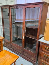 Bibliothèque armoire vitrine en bois