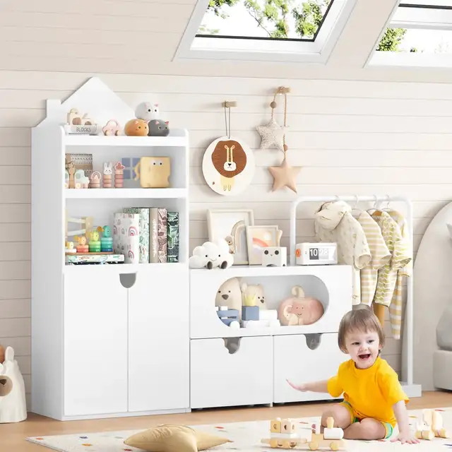 55.9'' H X 69.1'' W Kids Bookcases With 2 Drawers, Castle Roof in Bookcases & Shelving Units in Oshawa / Durham Region - Image 2