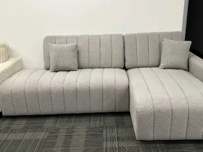 The gathering light grey fabric sofa available , View more