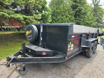 2021 Miska Dump Trailer 7 ton 7x14ft 3.5ft sides with the wood. Loading ramps for floating equipment...