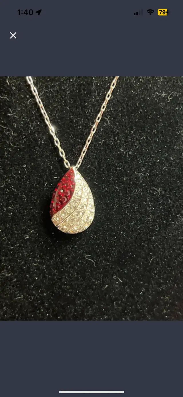 Swarovski Red/Clear Crystal Teardrop Pendant Necklace. 62863257934850122