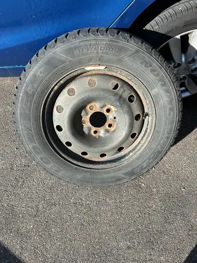 P215/60 R16 winter tire.About 1/2 the tread is left.Set of four.Rims are off 2012 Nissan.Will not re...