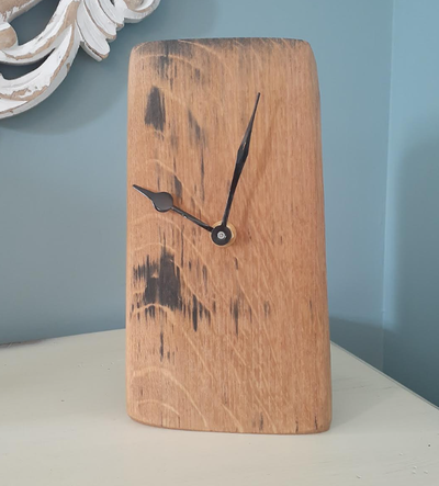 Real hewn natural wood analog standing clock shelf, table, desk, View more