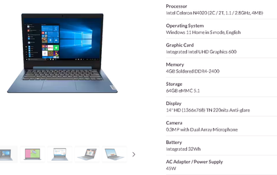 SLIM LAPTOP LENOVO IDEAPAD1, View more