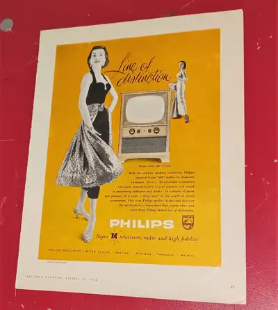 Rare annonce originale de revue Canadienne 1955, et ca mesure 11 X 14 pouces et en belle état. $4 po...