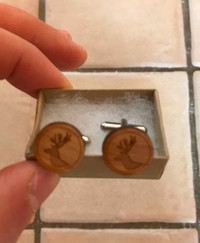 New in Box wood Cufflinks