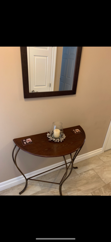 Front entry way 1/2 Table and Espresso Mirror, View more
