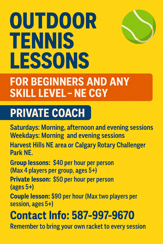 Learn Tennis in NE Calgary415733883507189761