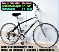 Giant hybrid bike, 19" large aluminum frame, 700c tires