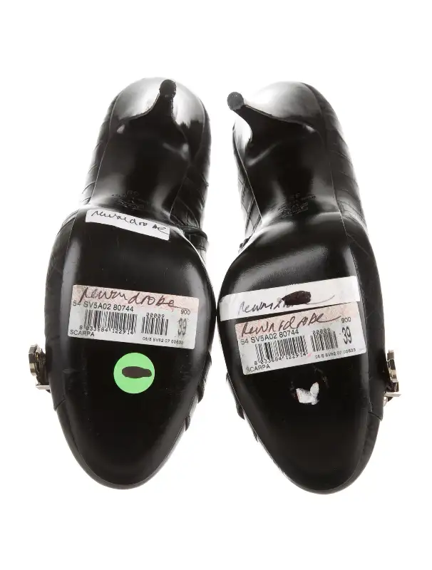 VJC VERSACE Patent Leather Round-Toe Ankle Boots62863267591681124