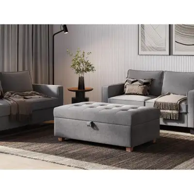 Large Storage Ottoman, Grey Fabric or Black Leather Gel, NEW, View more
