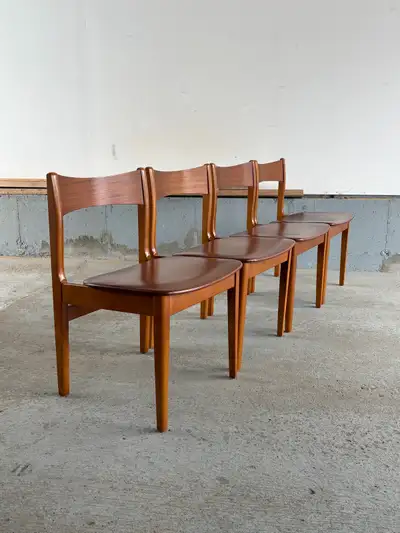 vintage mid century teak dining chairs, View more