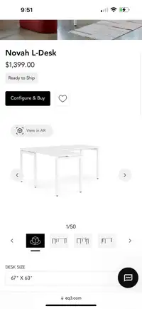 EQ3 Novah L-Desk EUC (new $1399) selling for $700