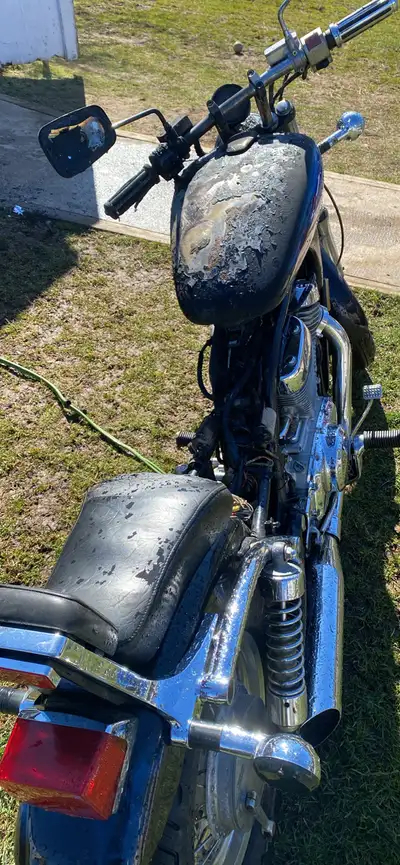 Fire has fire damage and is suitable for parts. Good tires Engine Transmission Other parts probably...