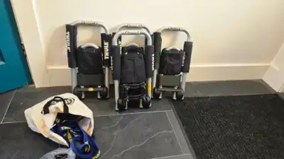 2 sets of Thule J-racks with straps and all hardware. Used and in perfect working order.