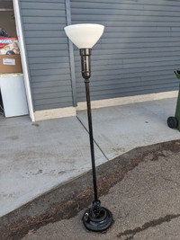 Antique Torchiere Floor Lamp with Glass Shade, Extra Shade