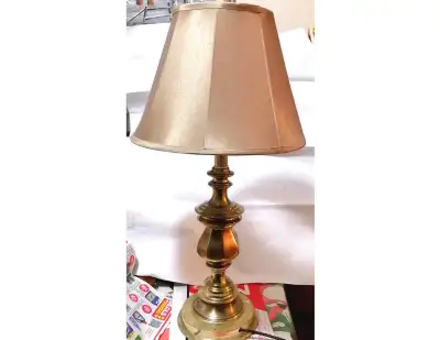 VINTAGE METAL BRONZE TABLE LAMP 26" TALL, View more