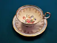 Aynsley Pale Blue And Flower Bouquet Teacup & Saucer #55