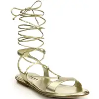Miu Miu Gold Lace-Up Gladiator Sandals, 5