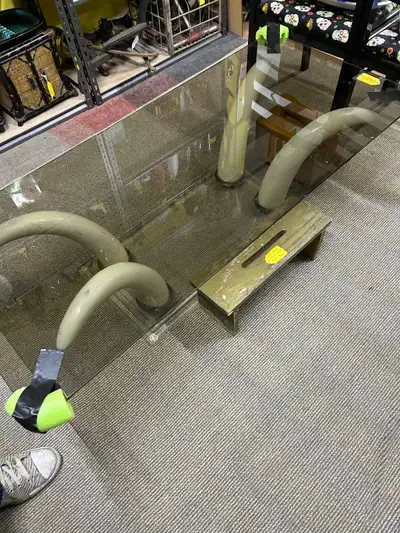 Lucite Smoked Glass Faux Tusk Coffee Table, View more