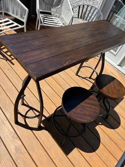 small Ashley breakfast/dining table set with 2 stools, View more