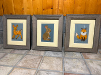 Japanese washi paper - one of a kind - animal art in frames