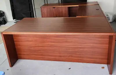 Executive L Shaped Desk & Credenza, View more