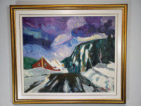 Huile Marcel H Poirier,  L'Anse St-Jean Saguenay \oil on canvas