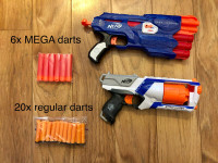 Nerf MEGA Dual-Strike and Elite Strongarm with ammo.