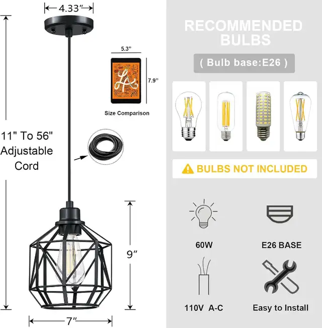 NEW...3 Pack Black Pendant Lights (Brampton) in Electrical in Mississauga / Peel Region - Image 3